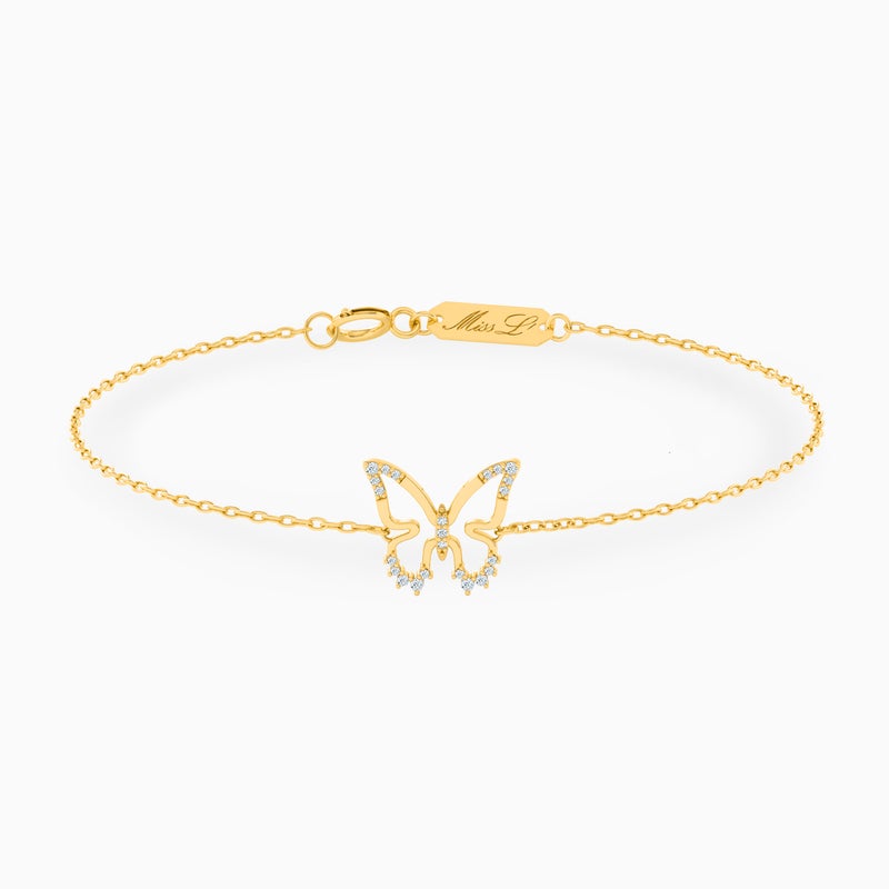 Miss L' by L'azurde Butterfly Diamonds Chain Bracelet in 18K Gold - Image 1